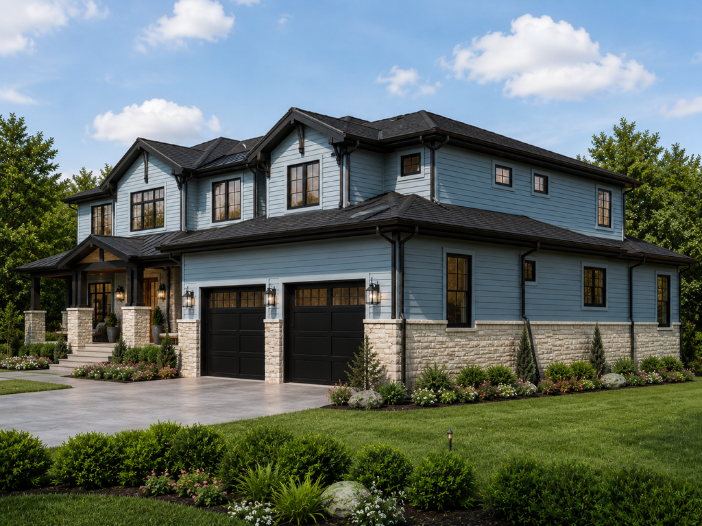 Custom architectural design package with personalized house plans, conceptual blueprint floor plan, exterior home design direction, and digital home layout files by Studio Aurelia Plans.