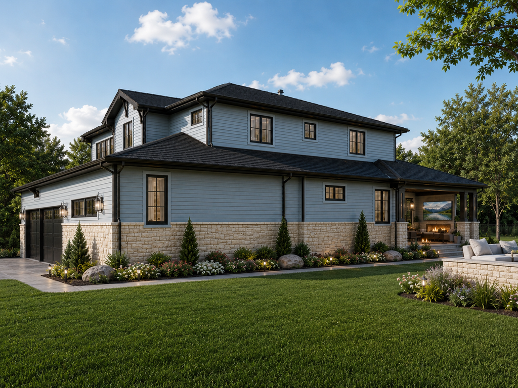 Personalized house blueprint design for dream home planning, custom floor plan layout, room labels, exterior concept, and digital architectural design package.