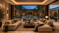 Helio Span House Blueprint Tour featuring original and reversed luxury courtyard home plans, modern mansion exterior rendering, H-shaped estate layout, glass bridge, pool courtyard, and advanced conceptual blueprint package by Studio Aurelia Plans.